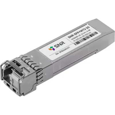 SNR SNR-SFP+W73-20 Одноволоконный модуль, SFP+ WDM 10GBASE-LR/LW, разъем LC, рабочая длина волны Tx/Rx: 1270/1330нм, дальность до 20км (12dB).