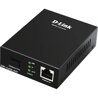 Медиаконвертер D-Link DMC-G20SC-BXD/A1A, 1×1000Base-T, 1×1000Base-LX SC, 20км