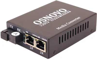 Медиаконвертер OSNOVO OMC-100-21S5a, Fast Ethernet, 2×RJ-45, 1×SC