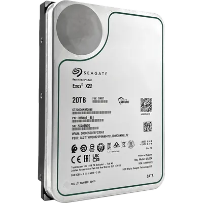 Жесткий диск/ HDD Seagate SATA3 20Tb Exos X22 7200 RPM 512Mb OFFICIAL RECERTIFIED 1 year warranty (replacement ST20000NM007D, ST20000NM002H)