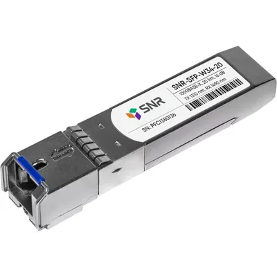 SNR SNR-SFP-W34-20 Одноволоконный модуль, SFP WDM 1000Base-BX, разъем SC, рабочая длина волны Tx/Rx: 1310/1490нм, дальность до 20км (12dB), с поддержкой функции DDM