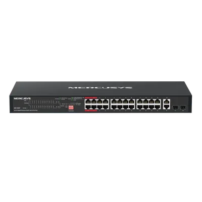 Коммутатор Mercusys MS128GP, 24×1GbE PoE+, 2×1GbE, 2×SFP, 1U