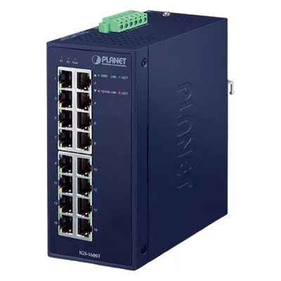 Коммутатор PLANET IGS-1600T, промышленный, 16×1GbE