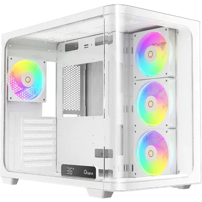 Корпус ПК Ocypus Iota-C70-WHD400CD-GL, Midi-Tower, TG, 4×120мм ARGB, белый