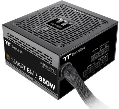 PS-SPD-0850MNFABE-3 - Блок питания, Thermaltake, Smart BM3 850W, PS-SPD-0750NNSABE-2, 850W, ATX, 20+4 pin, 4*PCI-E 6+2 pin, 1*PCI-E 12+4 pin, 6*SATA, 2*4+4 pin, 150x86x140 мм, черный