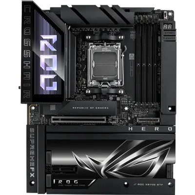 Материнская плата ASUS ROG CROSSHAIR X870E HERO BTF, AM5, AMD X870E, 4xDDR5, 4xSATA, 5xM.2, 1xPCIe 5.0 x16, 1xPCIe 4.0 x4, 1xHDMI, 1x2.5Gb LAN, 1x5Gb LAN, Wi-Fi 7, Bluetooth 5.4, 2xUSB-C 40Gbps (USB4 / Gen3x2), 2xUSB-C 20Gbps (USB 3.2 Gen2x2), 6xUSB-A 10Gbps, 3x3.5 мм, 7.1, ATX