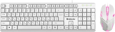 Комплект клавиатура+мышь DEFENDER 45977, проводной, USB, белый