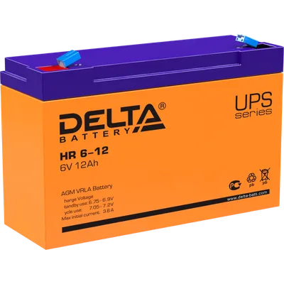 Аккумулятор Delta HR 6-12, 6В, 12Ач, AGM, клеммы F1