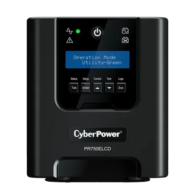 ИБП CyberPower PR750ELCD, Line-Interactive, 750VA/675W, 6 IEC-320 С13 розеток, USB&Serial, SNMPslot, LCD дисплей, Black, 0.48х0.27х0.28м., 13.5кг./ UPS Line-Interactive CyberPower  PR750ELCD 750VA/675W USB/RS-232/EPO/SNMPslot (6 IEC С13)