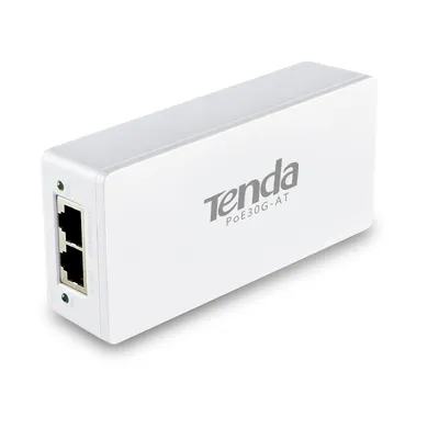 Tenda PoE30G-AT - PoE инжектор Tenda, Совместимость с IEEE802.3at; 2 порта GE RJ45; 1000M PoE расширение. (48В/30Вт)