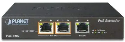 PoE-расширитель Planet POE-E202, 1×PoE+ → 2×PoE, Gigabit