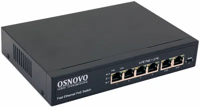 Коммутатор OSNOVO SW-20600(80W), неуправляемый, 6×FE, 4×PoE, 80W
