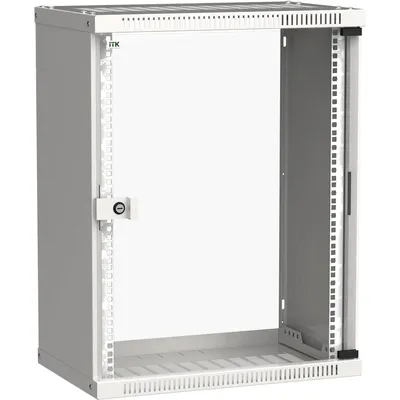 Шкаф настенный ITK LWE3-15U67-GF, 15U, 600×650 мм, стеклянная дверь, серый