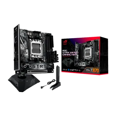 Материнская плата ASUS ROG STRIX X870-I GAMING WIFI, AM5, AMD X870, 2xDDR5, 2xSATA, 2xM.2, 1xPCIe 5.0 x16, HDMI, 1x2.5Gb LAN, USB Type-C, 2x3.5 мм, 7.1, mini-ITX