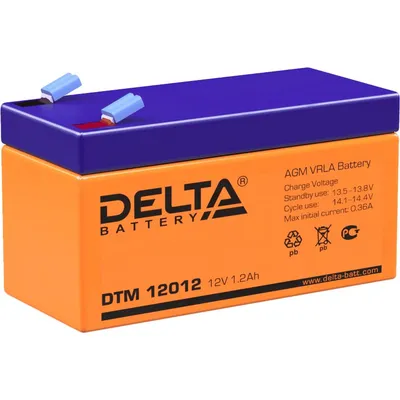 Аккумулятор Delta DTM 12012, 12В, 1.2Ач, AGM