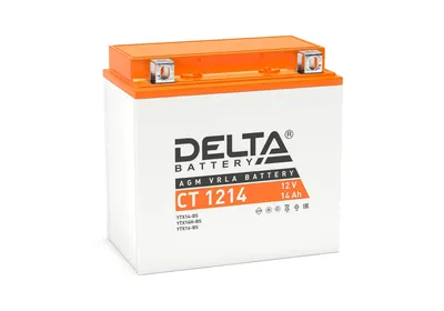 Аккумулятор Delta CT 1214, 12В, 14Ач, AGM, для мототехники