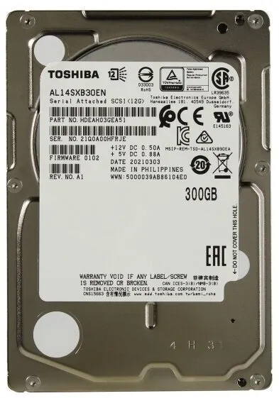 HDD Toshiba AL14SXB30EN, 300GB, SAS 12Гб/с, 15000rpm, 2.5"