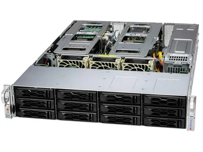 Серверная платформа Supermicro SYS-621C-TN12R_empty, 2U, 12×3.5", 2×10Gb SFP+, 2×1200Вт
