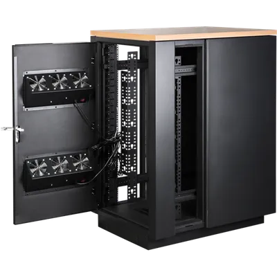 Шкаф коммутационный Lanmaster Soundproof (LAN-DC-CBSP-24U-WD) напольный 24U 750x1130мм пер.дв. с шумоизол. 2 бок.пан. без задн.дв. 1000кг 186кг с вентилятором