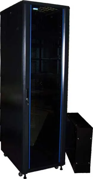 Шкаф коммутационный LANMASTER TWT-CBB-27U-6X10-G1, 42U, 600×1000мм, стекло/перфорация, черный