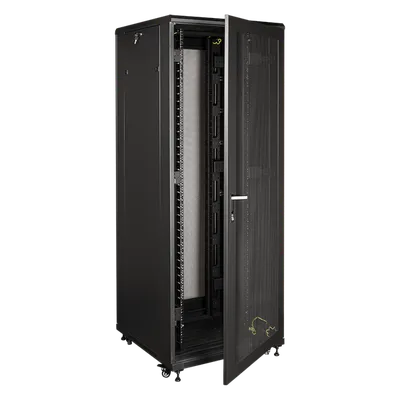 Шкаф серверный Lanmaster Business (TWT-CBB-42U-8X12-P1) напольный 42U 800x1200мм пер.дв.перфор. задн.дв.перфор. 2 бок.пан. 800кг черный 1126мм 133.6кг 2055мм IP20 металл