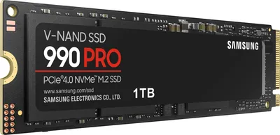 Твердотельный накопитель SSD Samsung 990 PRO Black M.2 2280  MZ-V9P1T0BW 1TB Client SSD PCI-E 4.0 x4, V-NAND 3-bit MLC, 7450/6900, 600TBW