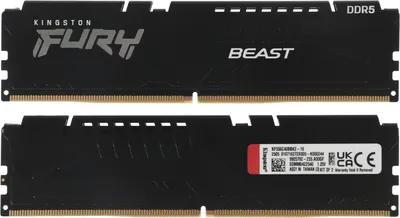Модуль памяти Kingston 16GBDDR5 5600 DIMM FURY Beast Black XMP Gaming Memory KF556C40BBK2-16 Non-ECC, , CL40, 1.25V, (Kit of 2) 1RX16 40-40-40  288-pin 16Gbit, RTL
