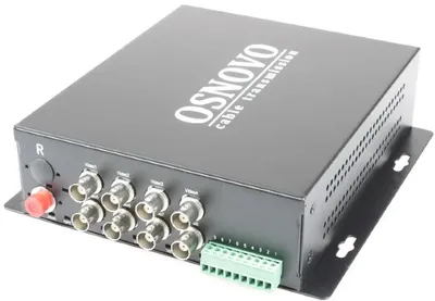 Оптический приемник OSNOVO RA-H82-15F, 8×видео HDCVI/HDTVI/AHD/CVBS, 1×RS485, до 20км
