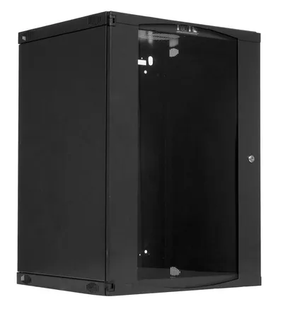 Шкаф коммутационный Lanmaster TWT-CBWNG-12U-6X4-BK, настенный 12U, 550×450мм, стекл.дверь, черный
