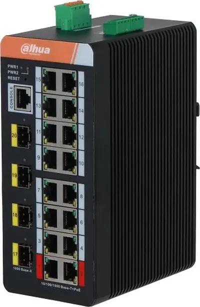 Коммутатор Dahua DH-IS4420-16GT-240, промышленный, 16×GE PoE, 4×SFP, 240Вт