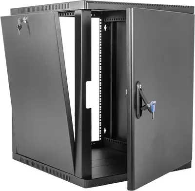 Шкаф настенный ЦМО ШРН-12.500.1-9005, 12U, 612×600×500 мм, дверь металл, чёрный