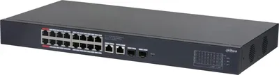 Коммутатор Dahua DH-CS4220-16GT-240, L2, 16×GbE PoE, 2×SFP, 240 Вт, 1U