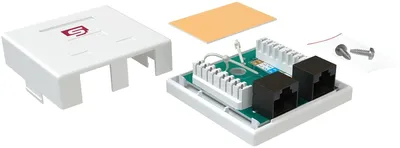 Розетка SYSMATRIX SB 25EU.WH, RJ45, 2×CAT.5E UTP, белая