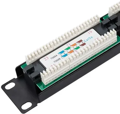 Патч-панель Rexant 19", 1U, 24 порта RJ-45, категория 5e, UTP неэкранированная, черная
