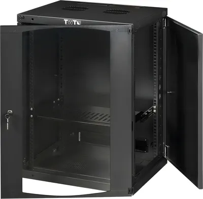 Шкаф коммутационный Lanmaster TWT-CBWNG-9U-6X4-BK, настенный 9U, 550×450мм, стекл.дверь, черный