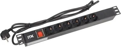 PDU ITK PH12-6D1-P, 6×Schuko, LED, 1U, 2м, черный