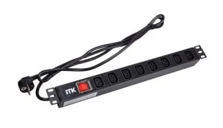 Блок распределения питания ITK PH12-8C131, 8xC13, 16А, Schuko, 1U