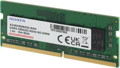 Оперативная память DDR4 8Gb 3200MHz A-Data AD4S32008G22-SGN RTL PC4-25600 CL22 SO-DIMM 260-pin 1.2В single rank Ret [AD4S32008G22-SGN]