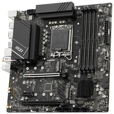 Материнская плата MSI PRO B760M-A WIFI B760, LGA1700, 4*DDR5, 2*PCIEx16, 1*PCIEx1, 2*M.2, 1*TypeC, 2*USB3.2Gen2, 6*USB3.2Gen1, 6*USB2.0, 4*SATA3.0, 2.5G, 2*DP, 2*HDMI, M-ATX, RTL