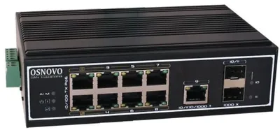Коммутатор OSNOVO SW-60812/I, промышленный, 11 портов, 8×PoE, 2×SFP