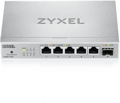 Коммутатор Zyxel XMG-105-ZZ0101F, неуправляемый, 5×1/2.5G, 1×SFP+