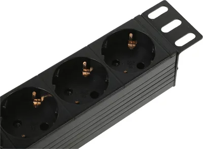 Блок розеток ITK PH22-9D1-P, 9×Schuko, 1U, 2м, черный