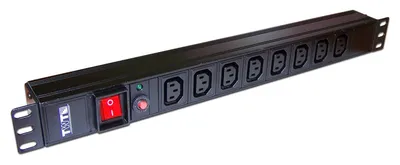 Блок розеток Lanmaster TWT-PDU19-10A8C3, 10A, 8×C13, 1U, горизонтальный