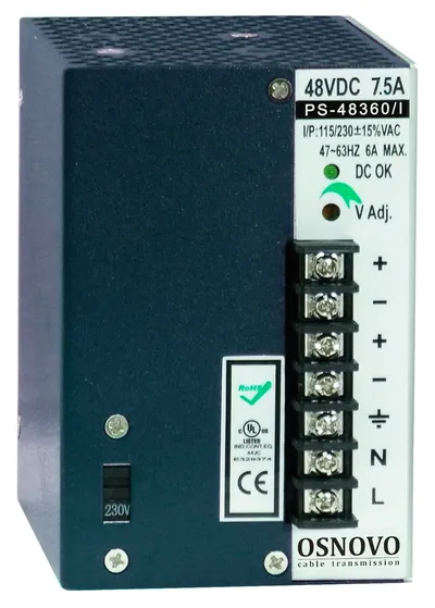 Блок питания OSNOVO PS-48360/I, DC48V 7.5A 360W, AC195-265V