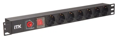 Блок PDU ITK PH13-7D3, 7 розеток DIN, 1U, C14, черный