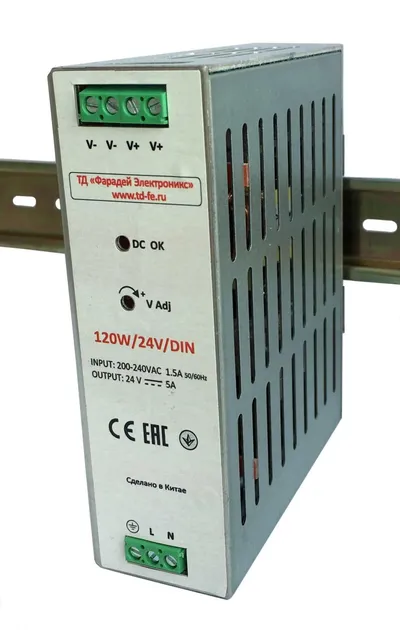 Блок питания FARADAY 6116789, DIN, 120Вт, 24В DC, 94~264В AC
