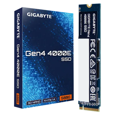 Твердотельный накопитель SSD Gigabyte M.2 2280 500GB Gen4 4000E SSD PCI Express 4.0x4, NVMe 1.4, 3600/3000, MTBF 1.5M, 3D NAND, 300TBW, RTL