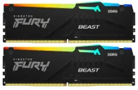 Оперативная память Kingston Fury BeastRGB, DDR5, 64GB (2x32GB), 5600 MHz, CL40, с радиатором, RGB, черный