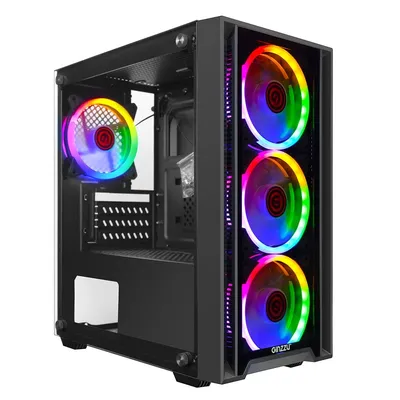 Корпус GINZZU CL610, Midi Tower, 2×USB2.0+1×USB3.0, 4×120мм FRGB, стекло