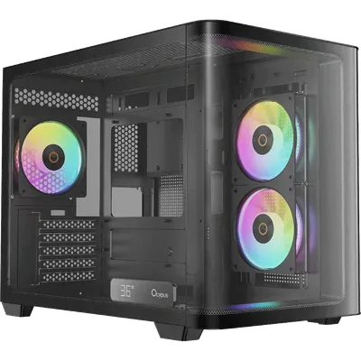 Корпус ПК Ocypus Iota-C50-BKD300CD-GL, Mini-Tower, mATX, 3×120мм ARGB, черный